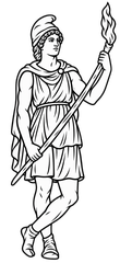 Cautes with raised torch